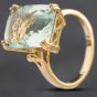 Second Hand 9ct Yellow Gold Green Quartz Oblong Dress Ring 4129788