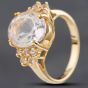 Second Hand 9ct Yellow Gold Pink Quartz & White Topaz Dress Ring 4129789