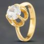 Second Hand 9ct Yellow Gold Cubic Zirconia Single Stone Dress Ring 4129929