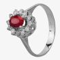 Second Hand White Gold Synthetic Ruby and Diamond Cluster Ring 4133015