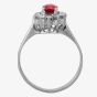 Second Hand White Gold Synthetic Ruby and Diamond Cluster Ring 4133015