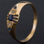 Second Hand 18ct Yellow Gold Diamond Sapphire Five Stone Dress Ring 4133849