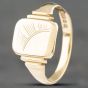 Second Hand 9ct Yellow Gold Oblong Half Engraved Signet Ring 41341049