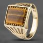 Second Hand Vintage 9ct Yellow Gold Tigers Eye Oblong Signet Ring 41341052