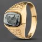 Second Hand 9ct Yellow Gold Hematite Oblong Roman Centurian Signet Ring 41341105