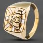 Second Hand 9ct Two Colour Gold Bulldog Signet Ring 41341131