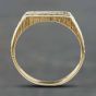 Second Hand 9ct Yellow Gold Single Cut Diamond Half Engraved Oblong Signet Ring 41341167