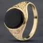 Second Hand Vintage 9ct Yellow Gold Onyx Cushion Signet Ring 41341234