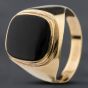 Second Hand 9ct Yellow Gold Onyx Oval Signet Ring 41341235