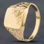 Second Hand 9ct Yellow Gold Oblong Engraved Signet Ring 41341250