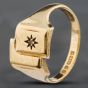 Second Hand Vintage 9ct Yellow Gold Diamond Oblong Overlap Signet Ring 41341271