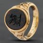 Second Hand Antique Yellow Gold Bloodstone Carved Dragon Signet Ring 41341280
