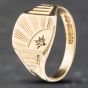Second Hand 9ct Yellow Gold Cubic Zirconia Oblong Sunray Signet Ring 41341331