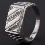 Second Hand 9ct White Gold Octagonal Shape Part Engraved Signet Ring 4134134