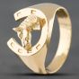 Second Hand 9ct Yellow Gold Horse Head Horseshoe Signet Ring 41341360