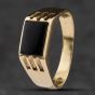 Second Hand 9ct Yellow Gold Onyx Oblong Signet Ring 41341376