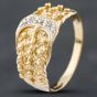 Second Hand 9ct Yellow Gold Diamond 3 Row Keeper Buckle Ring 41341382