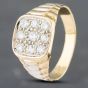 Second Hand 9ct Yellow Gold Cubic Zirconia Nine Stone Chequerboard Style Signet Ring 41341397