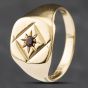 Second Hand Vintage 9ct Yellow Gold Garnet Oblong Signet Ring 41341453