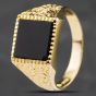 Second Hand Vintage 9ct Yellow Gold Onyx Square Signet Ring 41341458