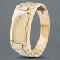 Second Hand 9ct Yellow Gold Brilliant Cut Diamond Brick Pattern Shoulders Oblong Signet Ring 41341488