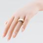 Second Hand 9ct Yellow Gold Brilliant Cut Diamond Brick Pattern Shoulders Oblong Signet Ring 41341488