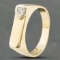 Second Hand 9ct Yellow Gold Brilliant Cut Diamond Set Oblong Signet Ring 41341528