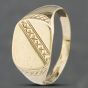 Second Hand 9ct Yellow Gold Oblong Part Patterned Signet Ring 41341542