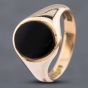 Second Hand 9ct Yellow Gold Onyx Oval Signet Ring 41341560