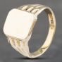 Second Hand Vintage 9ct Yellow Gold Oblong Engraved Shoulders Signet Ring 41341573