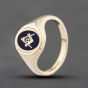 Second Hand Vintage 9ct Yellow Gold Enamel Oval Masonic Signet Ring 41341575