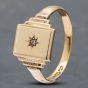 Second Hand Vintage 9ct Yellow Gold Diamond Oblong Tiered Shoulders Signet Ring 41341580