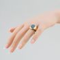 Second Hand 9ct Yellow Gold Bloodstone Large Oval Signet Ring 41341581