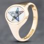 Second Hand 9ct Yellow Gold Enamel Reversable Masonic Oval Signet Ring 41341616