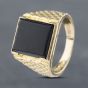 Second Hand 9ct Yellow Gold Onyx Square Signet Ring 41341667