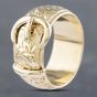 Second Hand 9ct Yellow Gold Flower Engraved Patterned Buckle Ring 41341670