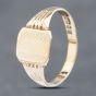 Second Hand Vintage 9ct Yellow Gold Oblong Diamond Cut Patterned Signet Ring 41341683
