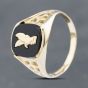 Second Hand Vintage 9ct Yellow Gold Onyx Oblong Eagle Signet Ring 41341696