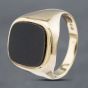 Second Hand Vintage 9ct Yellow Gold Onyx Large Cushion Signet Ring 41341698