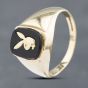 Second Hand 9ct Yellow Gold Onyx Cushion Playboy Signet Ring 41341700