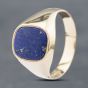 Second Hand 9ct Yellow Gold Lapis Lazuli Cushion Signet Ring 41341707