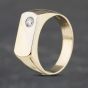 Second Hand 14ct Two Colour Gold Cubic Zirconia Oblong Signet Ring 41341714