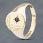 Second Hand 9ct Yellow Gold Garnet Oval Patterned Signet Ring 41341730
