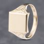 Second Hand 9ct Yellow Gold Plain Square Patterned Shoulders Signet Ring 41341741