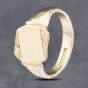 Second Hand 9ct Yellow Gold Oblong Part Engraved Signet Ring 41341745