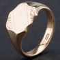 Second Hand 9ct Yellow Gold Shield Shape Part Engraved Signet Ring 4134175