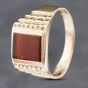 Second Hand Vintage 9ct Yellow Gold Carnelian Oblong Patterned Shoulders Signet Ring 41341774