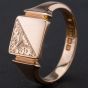 Second Hand 9ct Rose Gold Square Half Engraved Signet Ring 4134177