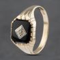 Second Hand 9ct Yellow Gold Onyx & Diamond Signet Ring 41341787