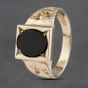Second Hand 9ct Yellow Gold Onyx Oblong Signet Ring 41341788